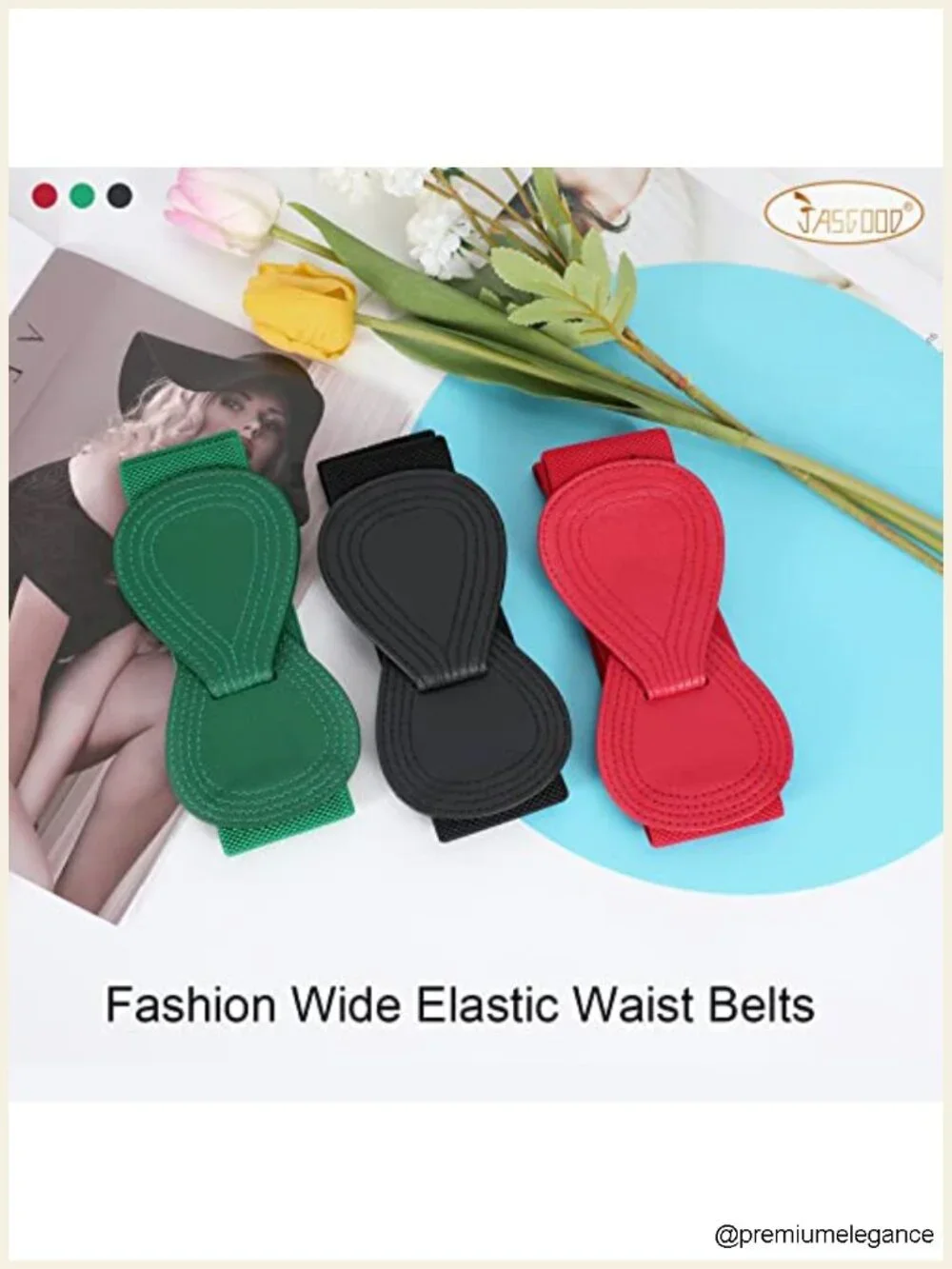 3 Pack Stretchy Elastic Wide Waist Belts for Women Adjustable Dress Belt with